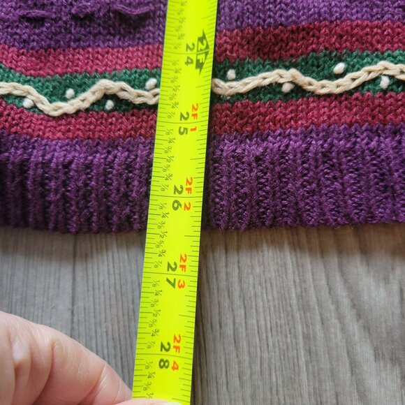 Bobbie Brooks Medium Purple Knit Cardigan With Floral Embroidery & Button Front - Picture 5 of 7